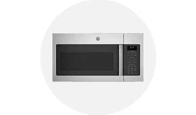 GE Appliances Microwave product isolated on top of a light grey circle
